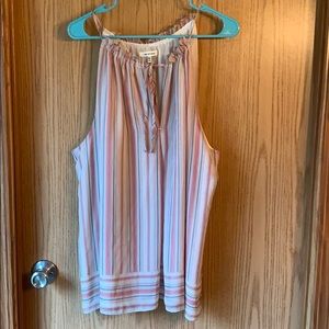 Max Studio XL halter top with orange, tan stripes